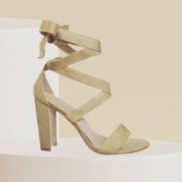 Glaze Shoes - Lace Up High Block Heel Leg Wrap Strappy Dress Sandal